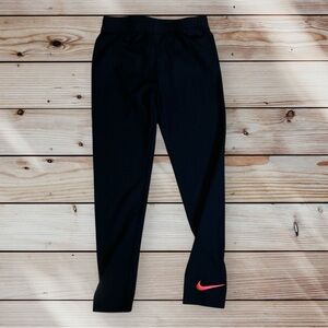 Nike Little Girls Kids Black Leggings Pink Embroidered Logo